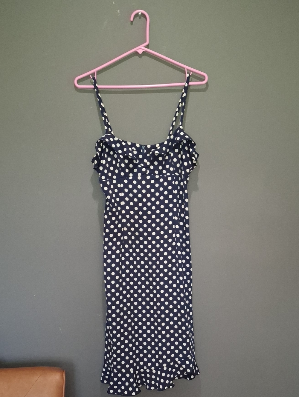 La Belle Navy Blue Polka Dot Slip Dress